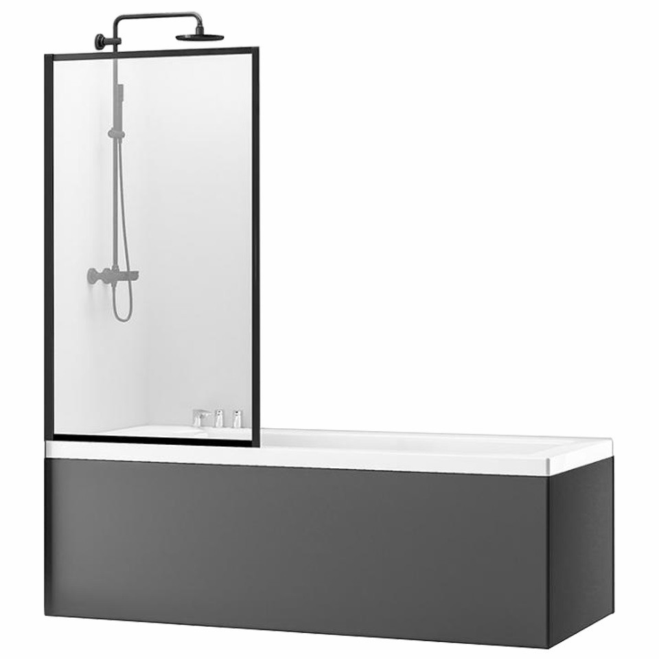 Штора для ванни Rea Lagos Fix 80x140 чорна, скло прозоре (REA-K7390)