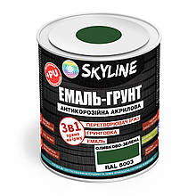 ЕМАЛЬ – ГРУНТ 3 в 1 акрил-поліуретанова шовковисто-матова Skyline RAL 6003 Оливково-зелена