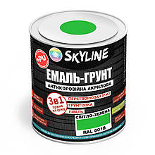 ЕМАЛЬ – ГРУНТ 3 в 1 акрил-поліуретанова шовковисто-матова Skyline RAL 6018 Світло-зелена