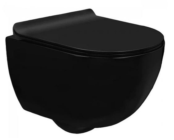 Унітаз Rea Carlo підвісний, чорний глянсовий + сидіння дюропласт soft-cloth (REA-C8405G)