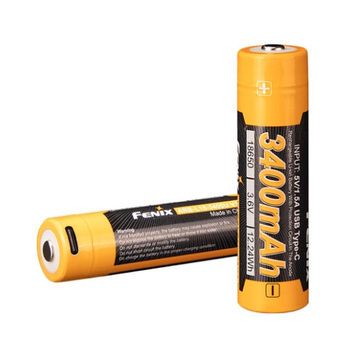 Акумулятор 18650 Li-ion Fenix 3400mAh 3.6V з Type-C зарядкою (Чорно-жовтий)
