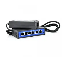Світч Voltronic JY-4+2BZDW Black POE 48V з 4 портами POE 100мбіт + 2 порт Ethernet (UP-Link) 100мбіт