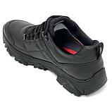 Чоловічі шкіряні кросівки чорного кольору весна-осінь на шнурівці Mida 112576(824) розмір 40, фото 5