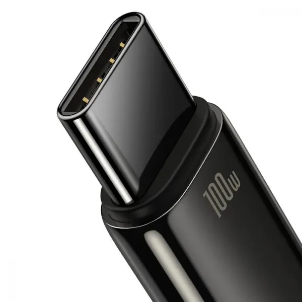 Дата-кабель Baseus Tungsten Gold Fast Charging Data Cable USB (тато) - Type-C (тато) 1m Black 100W (CAWJ000001), фото 1
