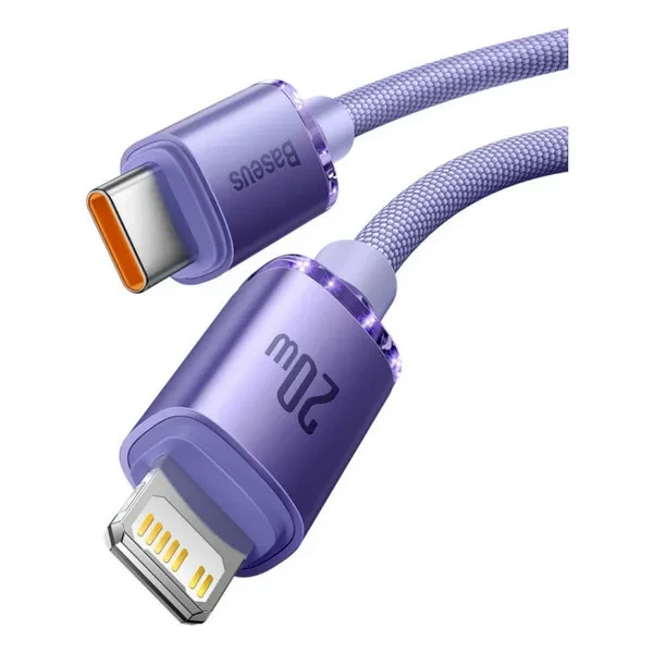 Дата-кабель Baseus Crystal Shine Series USB Type-C (тато) - Lightning (тато) 2 m Purple CAJY000305, фото 1