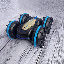 Машинка перевертиш-амфібія Amphibious Stunt Car на радіокеруванні пультр браслет Чорно-синя