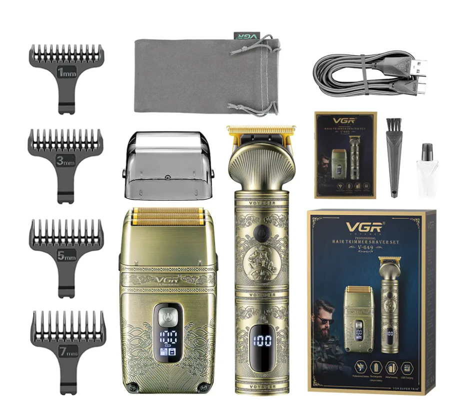 Набір тример і шейвер VGR V-649 для догляду за бородою та волоссям - Догляд за тілом, фото 1
