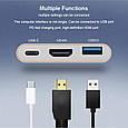 Перехідник Type-C на HDMI USB 3.0, адаптер для MacBook Apple Samsung Asus HP Type-C USB-хаб 4K 3 в 1, фото 3