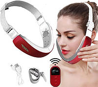 Масажер для обличчя V-Four V-Face Lift Belt червоний з мікрострумами для ліфтингу та покращення шкіри 6 режимів