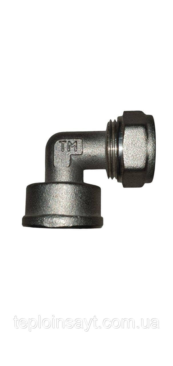Кут латунний нікельований для металопластикових труб 20х3/4"(В)