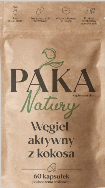 Paka Natury Активоване вугілля з кокоса 60 капсул 300 мг, фото 1