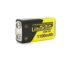 Акумулятор LiitoKala 9V/1100mAh USB вихід, NiMH Rechargeable Battery