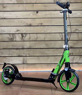 Зелений самокат Turbo scooter дитині Прогулянковий транспорт біцикл для активного відпочинку Крила PU колеса 200мм