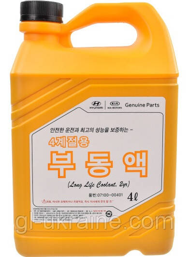 Антифриз-концентрат Hyundai/Kia Long Life Coolant червоний, 4л (07100-00401)