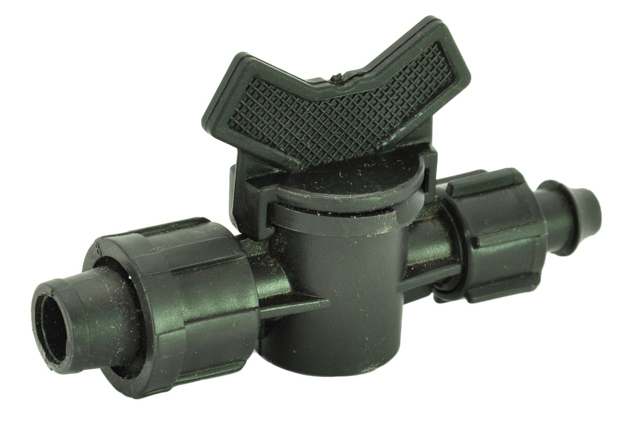 Кран стартовий Сантехпласт з підтиском для крапельної стрічки, колір чорний