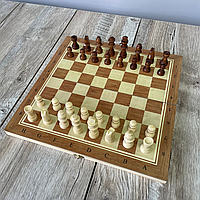 Шахи дерев'яні класичні, шахи шашки нарди 3в1, шахи шашки шахмати недорого Hechpro 29 x 29 см 8029