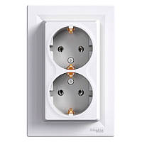 РОЗЕТКА ПОДВІЙНА З З/К БІЛА ASFORA