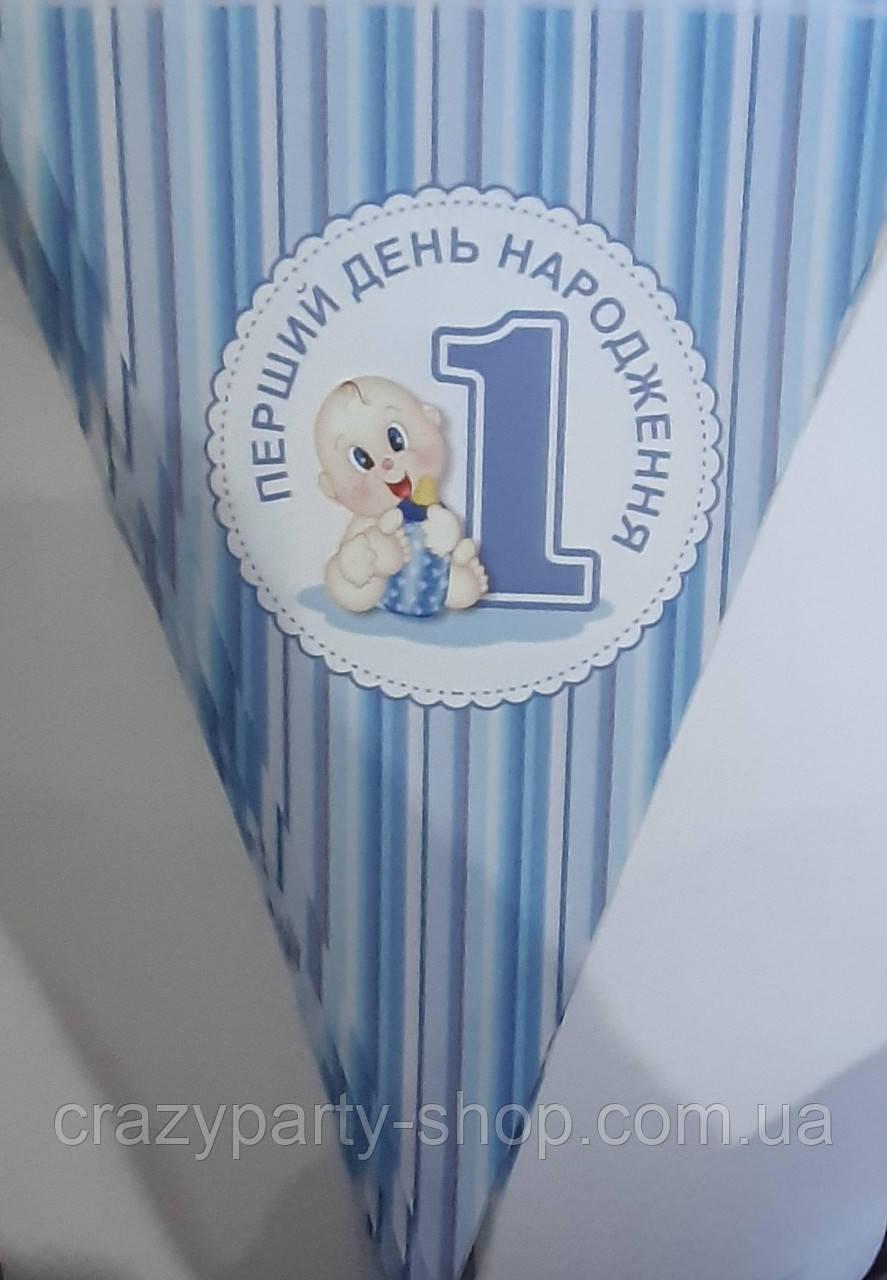 Гірлянда-трикутники Мій перший день народження 1 рік хлопчик