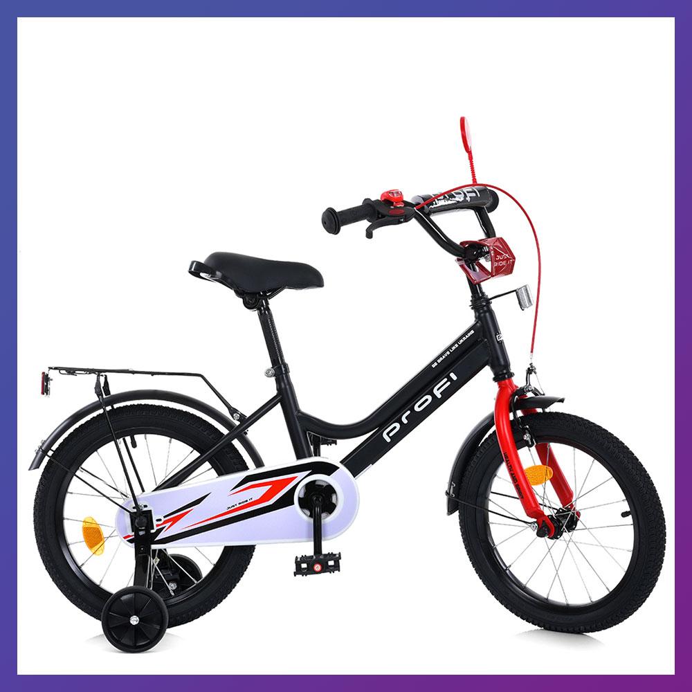 Велосипед дитячий двоколісний сталевий Profi MB 16032-1 16" зріст 100-120 см вік 4 до 7 років Чорний, фото 1