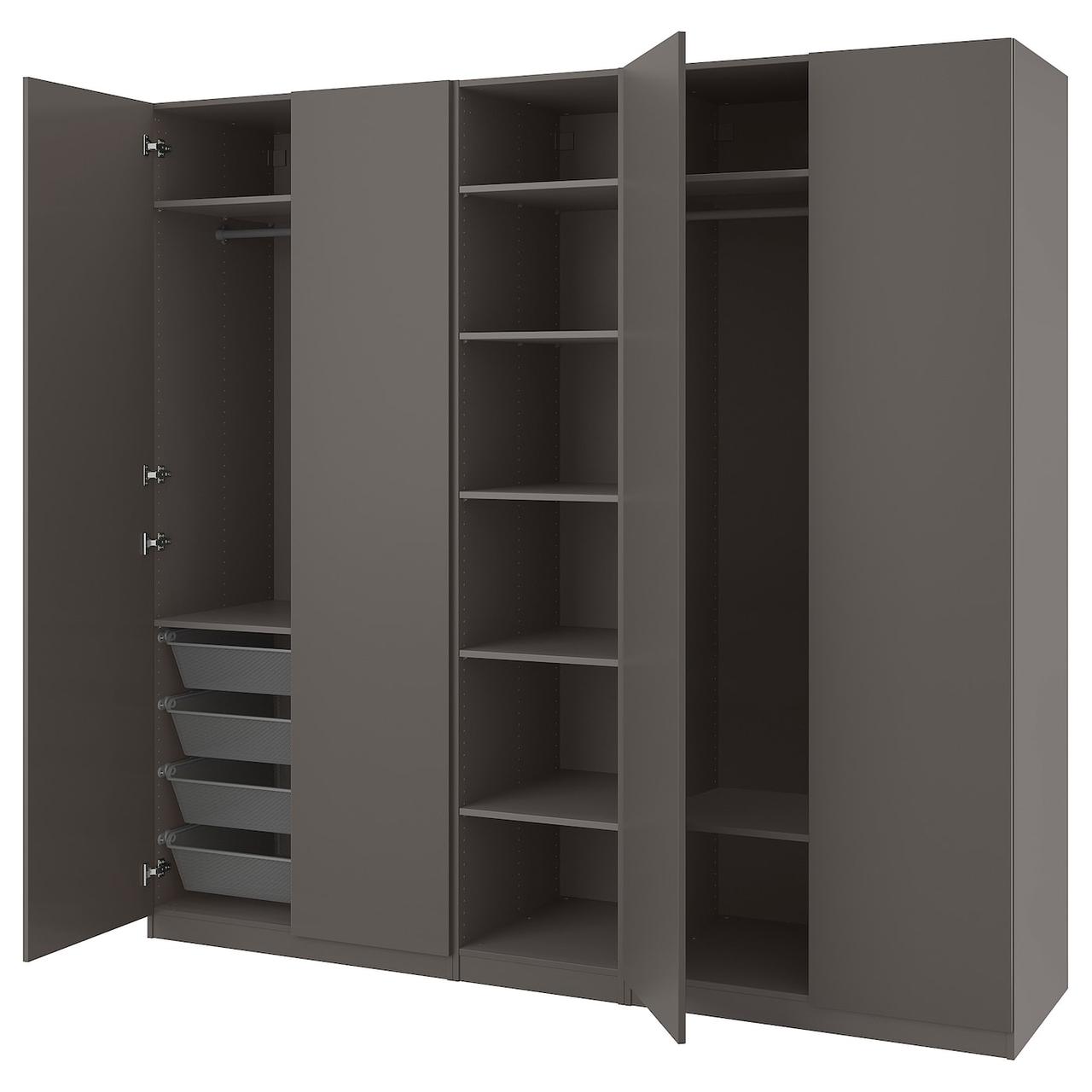 Шафа PAX/FORSAND 250х60х236 см IKEA 494.943.35 994.313.12, Сірий