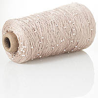 Намистини на Котонi № 981 льон + білі намистини (Пряжа нитки для в'язання)