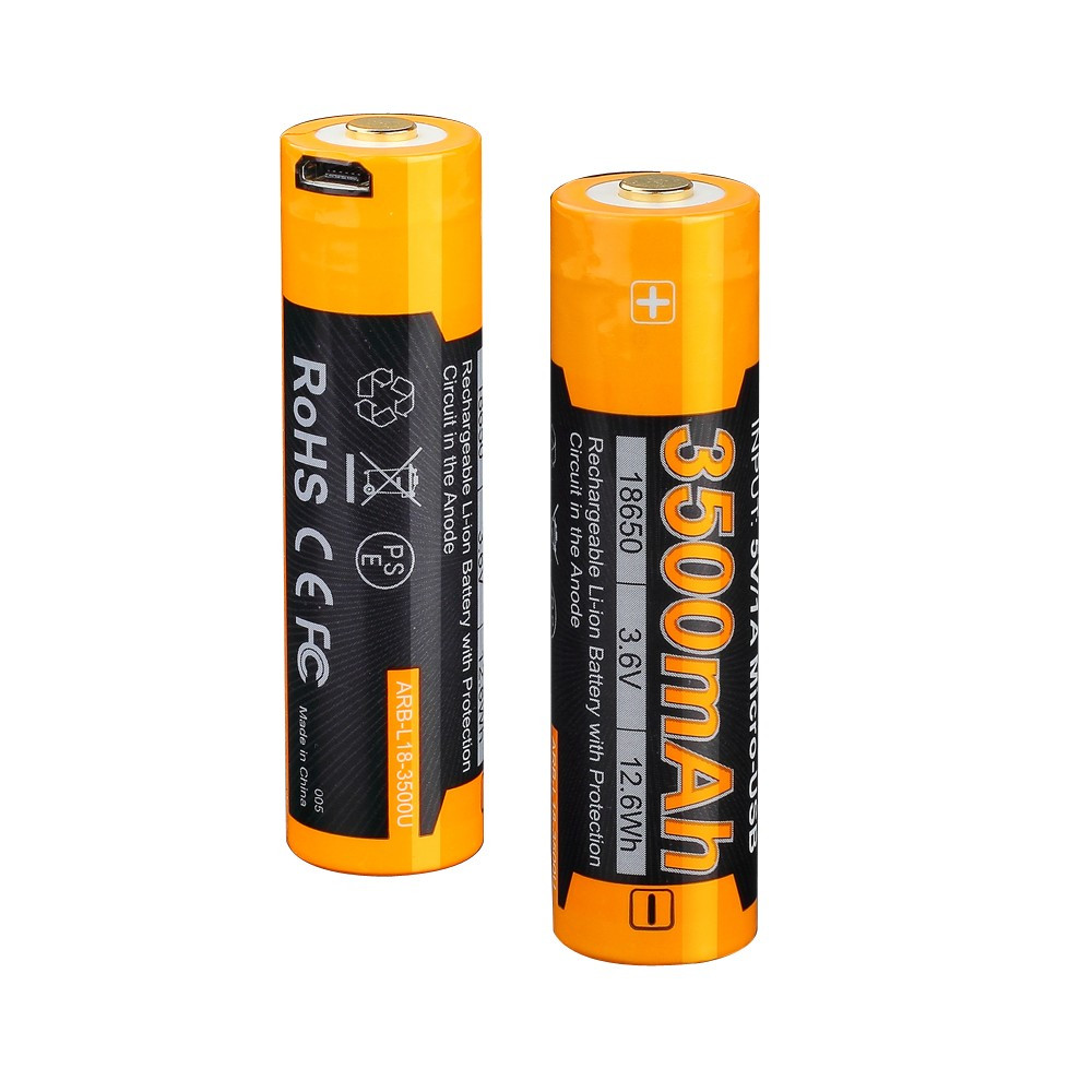 Акумулятор 18650 Li-Ion Fenix 3500mAh з micro-usb зарядкою (Чорно-жовтий)
