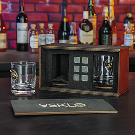 Подарунковий набір 2 шт склянки для віскі з лемонкою в коробці.