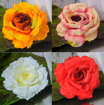 Троянда штучна , 6 шт. Один колір Троянда діаметром 15 см, Штучна троянда для декору, Троянда штучна