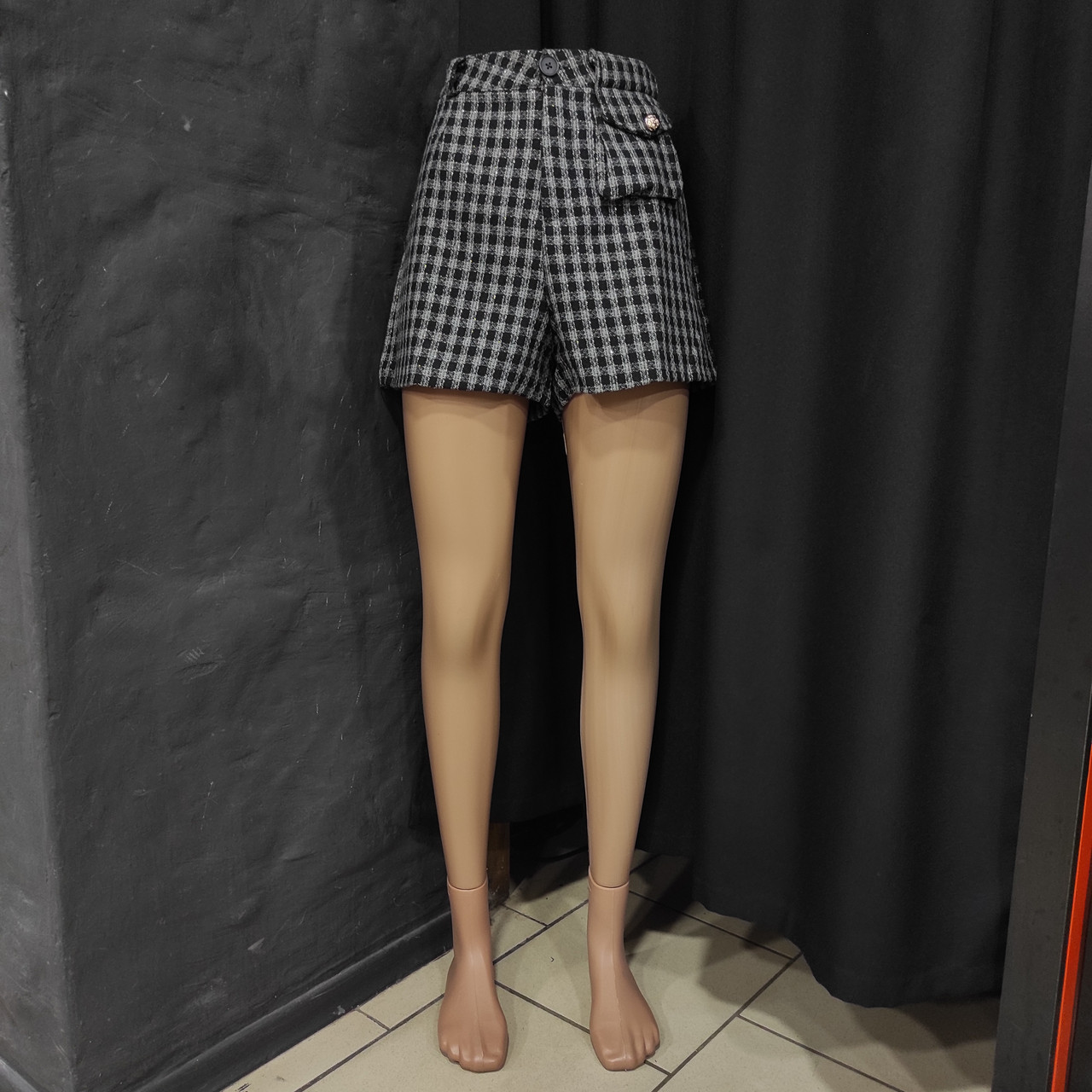 Шорти теплі жіночі клітинка сірі 46, фото 1