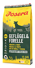 Josera Geflügel & Forelle cухий без зерновий корм з птицею і фореллю для дорослих собак 12,5 кг