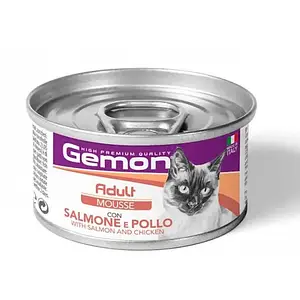 Вологий корм для кішок Gemon Cat Wet Adult Мус з лососем та куркою 85 *24 шт
