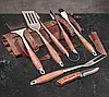 Подарунковий набір для гриля барбекю та мангалу в шкіряному кейсі з 6 предметів., фото 2