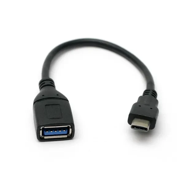 Дата-кабель PowerPlant KD00AS1257 0.1m USB Type C(тато) - USB(мама) Black, фото 1