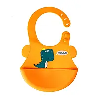 Слинявчик Mega Zayka Діно MGZ-0616 Orange з кишенею