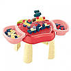 Дитячий столик для складання конструктора Ігровий набір зручний компактний стіл із двома кошиками для зберігання деталей наклейки, фото 2