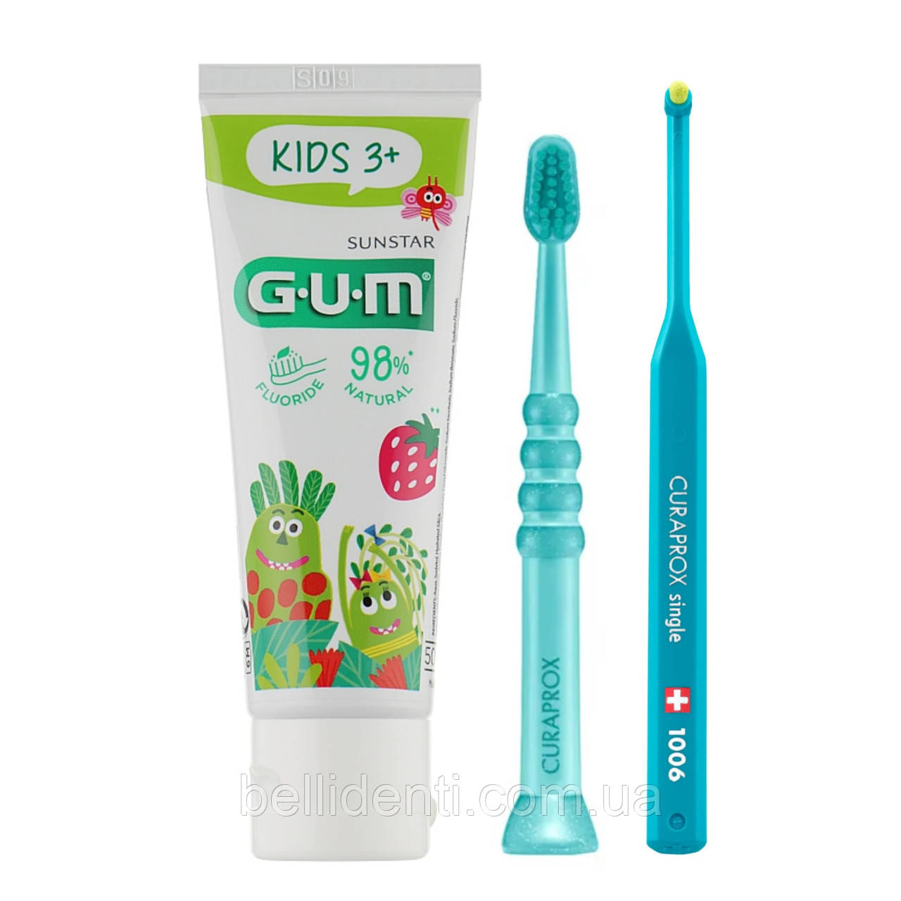 Набір Gum Kids Curaprox Baby 1006 від 3 до 4 років (зубна паста 50 мл+зубна щітка+монопучкова зубна щітка)