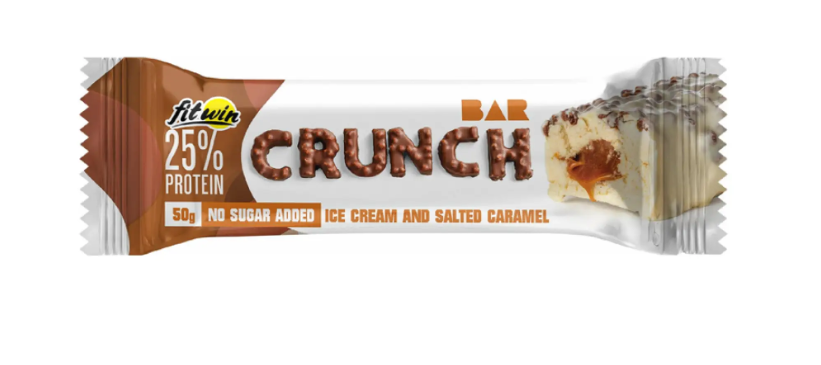 Протеїнові батончики FitWin Crunch Bar 50 g Ice Cream and Salted Caramel, фото 1
