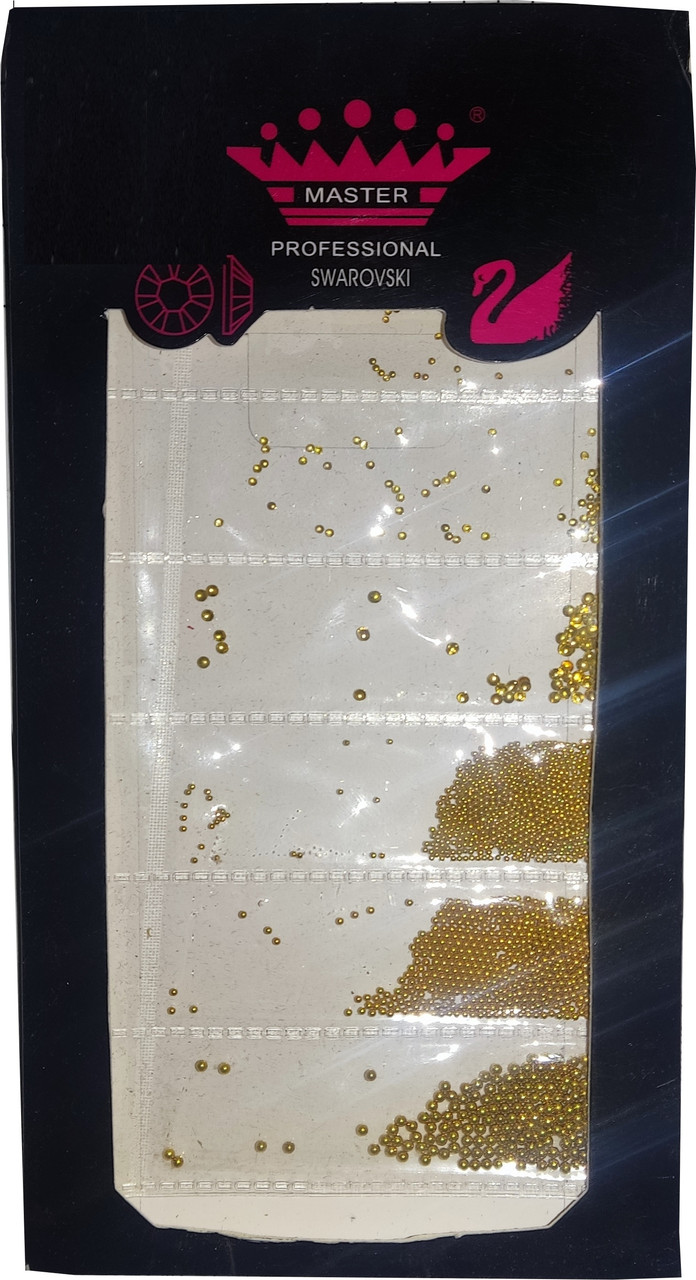 Бульйонки для декорування нігтів Master Professional, колір золото, різні розміри