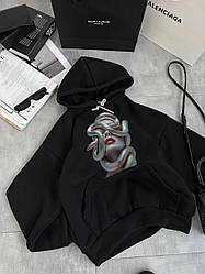 Жіночий базовий осінній теплий худорлявий гаргона оверсайз батник тринити на флісі світшот з капюшоном толстовка