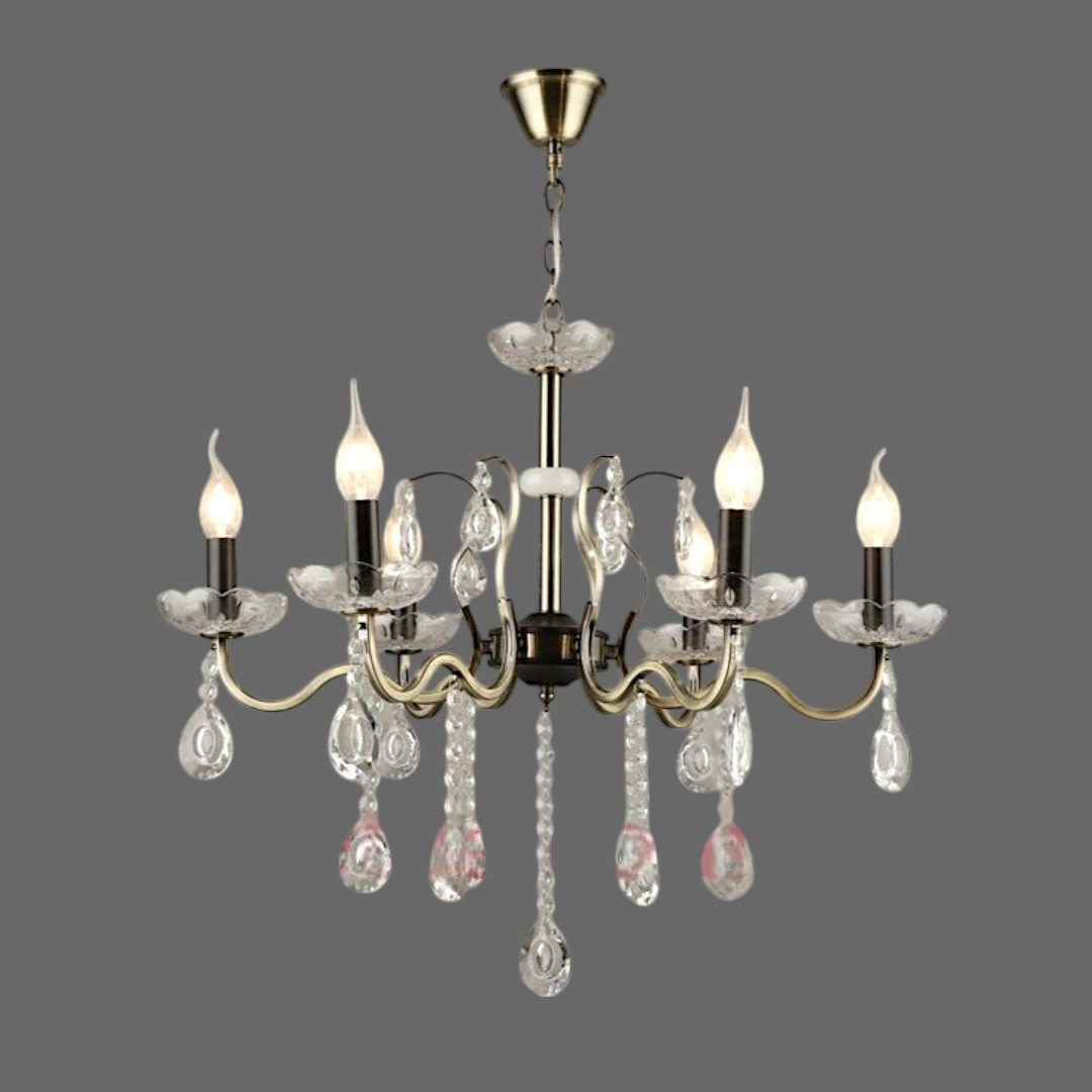 Люстра зі свічками та кришталем SR-A3804/6 AB+BK, фото 1