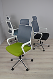 Крісло поворотне WIND сіре/зелене/білий каркас, фото 7