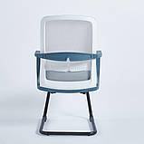 Офісне крісло FLASH-II сітчасте сіре синє на чорних полозах, фото 4