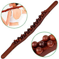 Массажер Гуаша для масажу всього тіла карбонізований бук, 20 масажних точок з натурального дерева