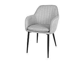 М'який стілець-крісло EMILY світло-сіре сидіння в тканині на чорних ніжках