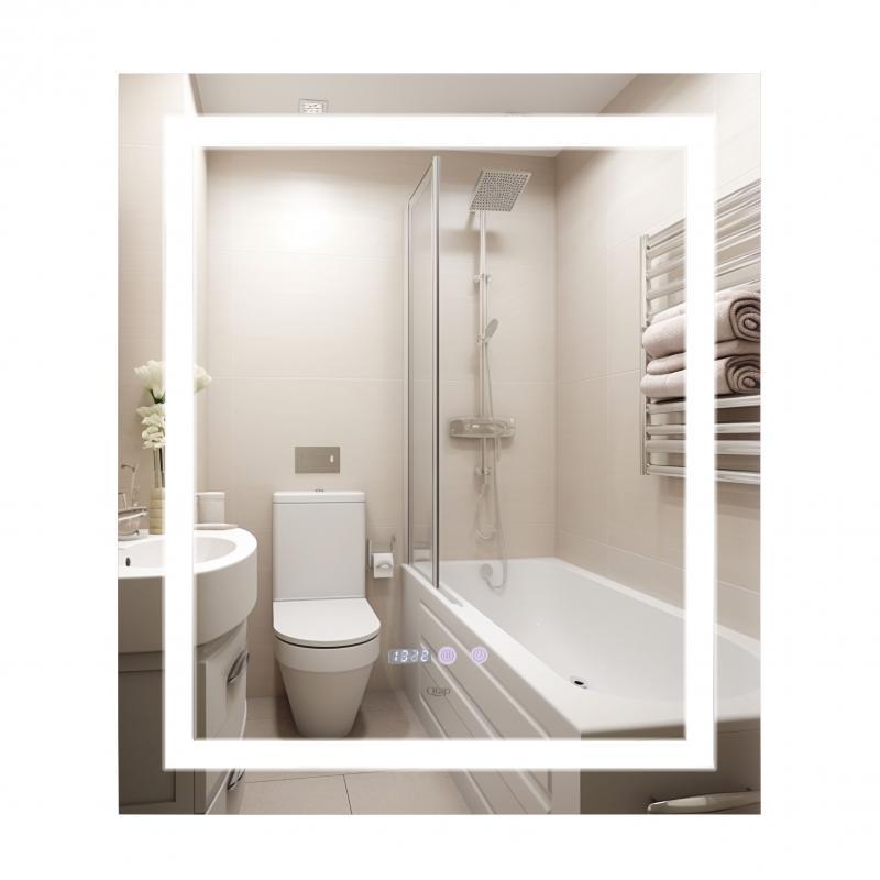 Дзеркало Qtap Mideya 700х800 з LED-підсвічуванням Touch, з антизапотіванням, з годинником, димером, рег.