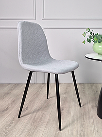 Обідній стілець Waves сидіння в тканині світло-сірий на чорних ніжках