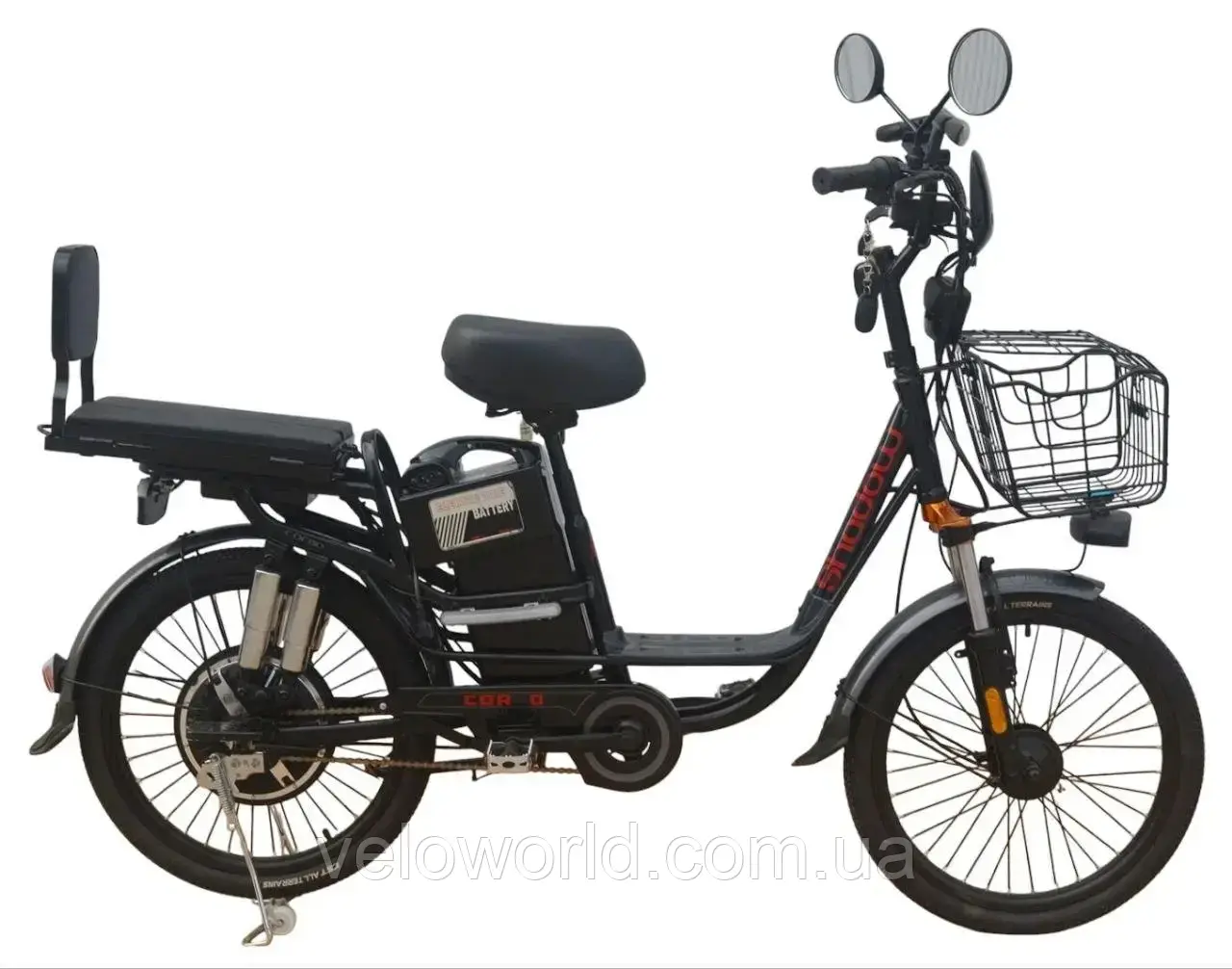 Електровелосипед Corso "Shadow" 20" дюймів SH-9083-7 стальна рама, двигун 500W, акумулятор 48V/20Ah, кошик, в коробці