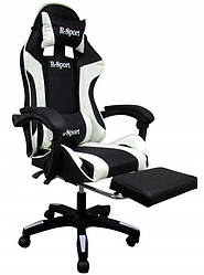 Ігрове крісло з підставкою для ніг + масажер  R-SPORT K4 Біле