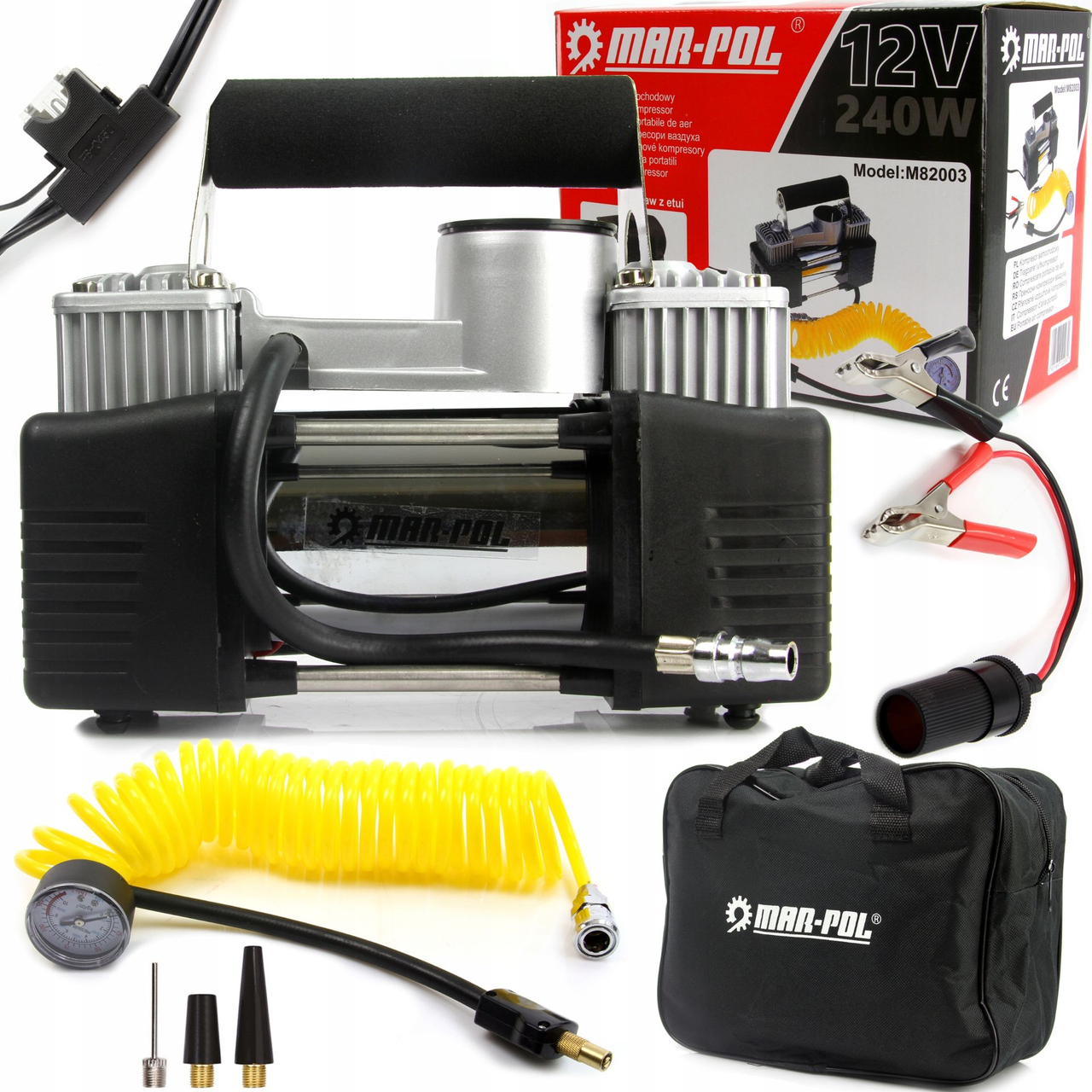 Потужний компресор 60 л/хв MAR-POL M82003 компактний компресор для шин, фото 1