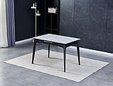 Стіл BERLIN CERAMIC 111(140)*75 білий глянець/чорний каркас, фото 2